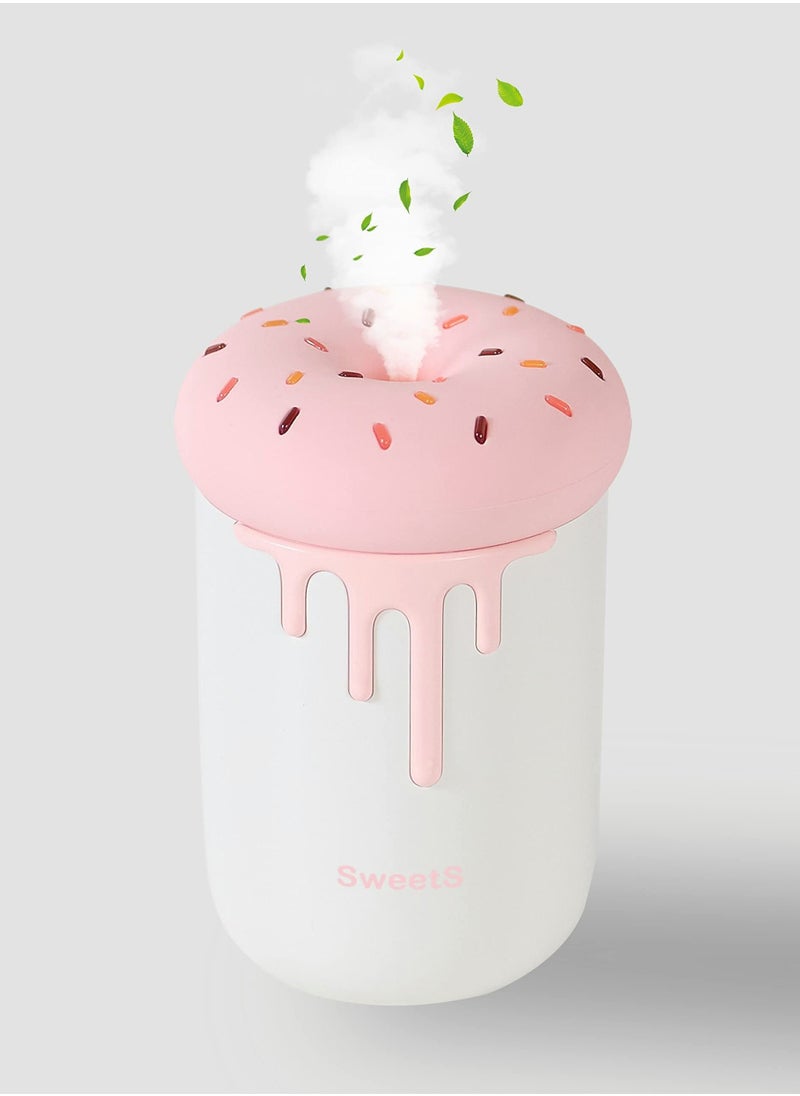 Y&D - Portable Mini Cool Mist Humidifier - 250ml Small Diffuser with Night Light USB Personal Desktop Vaporizer for Plants Baby Bedroom Travel Office Home Auto Shut Off 2 Modes Super Quiet Pink - Image 1
