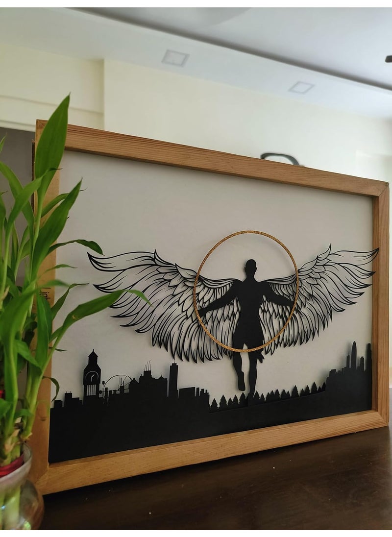 LightMask - Beyond Imagination Wing Man Nirvana LED Photo Frame 116x156 Inch Light Art Decor Illuminated Light Up Artwork LED Night Light Painting Handmade Shadow Box Frame Decoration LED Wall Art Spiritual Gift Lamp  - Image 4