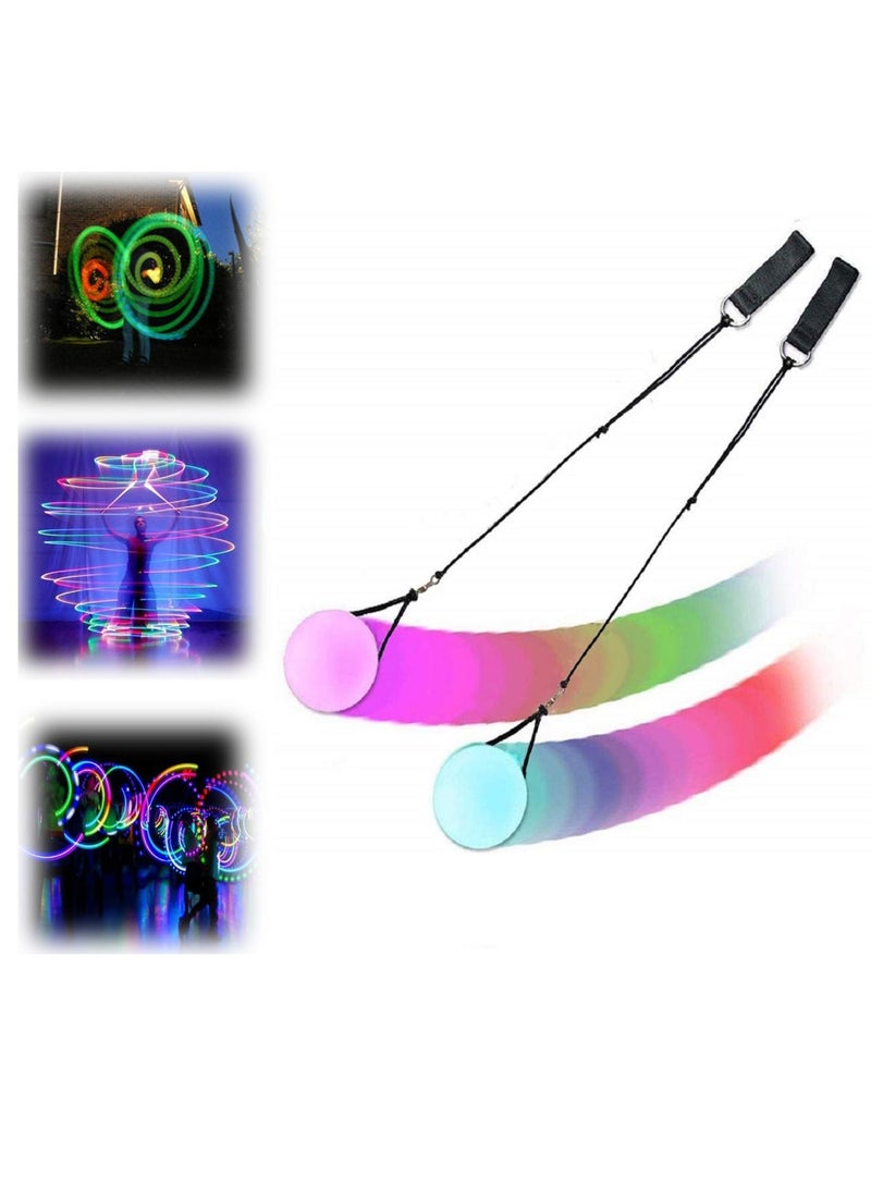 إسكدنيا LED Poi Ball Swirling Light Rave Toy Color Changing Poi Balls Soft Glow Poi Balls for Beginners and Professionals (Set of 2) - Image 1