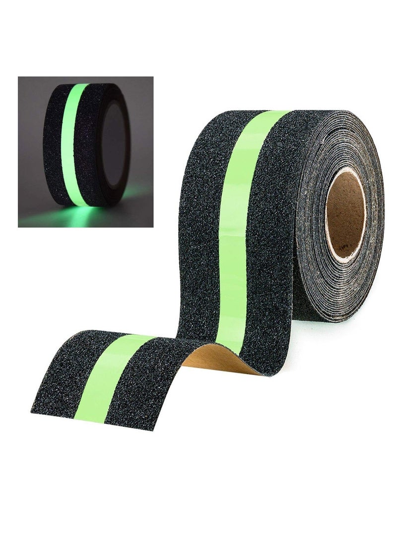 سونسر شريط عاكس، شريط مانع للانزلاق يتوهج في الظلام، شريط لاصق مانع للانزلاق، شريط عالي الجر 50 مم × 5 م لوضع علامات على الأرضية، دورة - Image 1