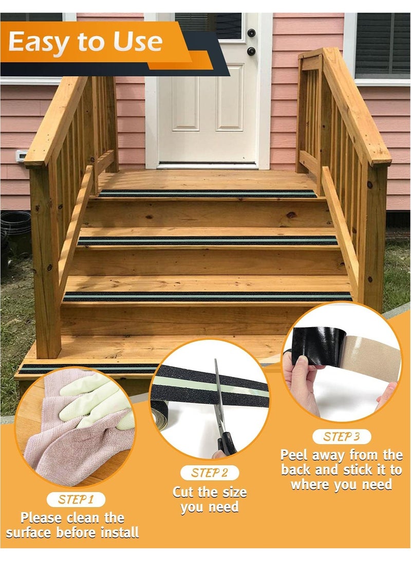 سونسر شريط عاكس، شريط مانع للانزلاق يتوهج في الظلام، شريط لاصق مانع للانزلاق، شريط عالي الجر 50 مم × 5 م لوضع علامات على الأرضية، دورة - Image 3