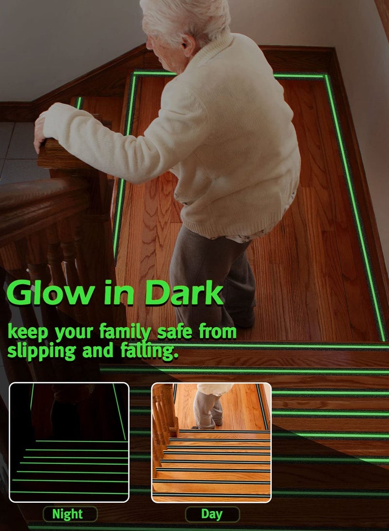 سونسر شريط عاكس، شريط مانع للانزلاق يتوهج في الظلام، شريط لاصق مانع للانزلاق، شريط عالي الجر 50 مم × 5 م لوضع علامات على الأرضية، دورة - Image 4