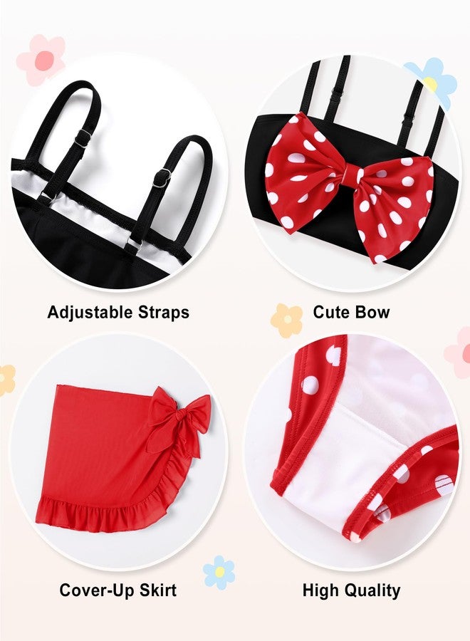Ghteas 5t Swimsuit Girls Baby Bikini Two Piece Bow Black Swimwear with Cover Up Summer Baby Hawaiian Outfit Girl Toddler Bathing Suit Girl 4t - Image 4