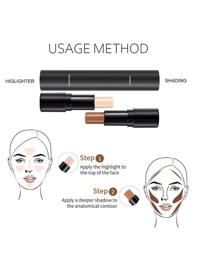KARNAR 4 Colors Cream Contour Sticks Makeup Kit, Primer Face Highlighter Contouring For Beginners, Highlight And Contour Kit, Cream Concealer Makeup Blur Stick, Primer Face Corrector 1#,3# - Image 5