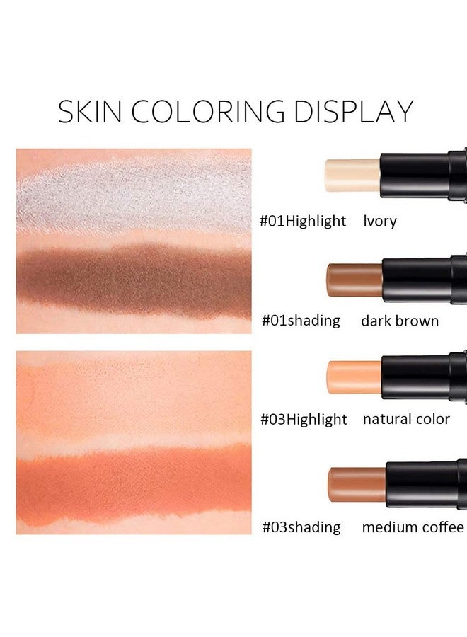 KARNAR 4 Colors Cream Contour Sticks Makeup Kit, Primer Face Highlighter Contouring For Beginners, Highlight And Contour Kit, Cream Concealer Makeup Blur Stick, Primer Face Corrector 1#,3# - Image 4