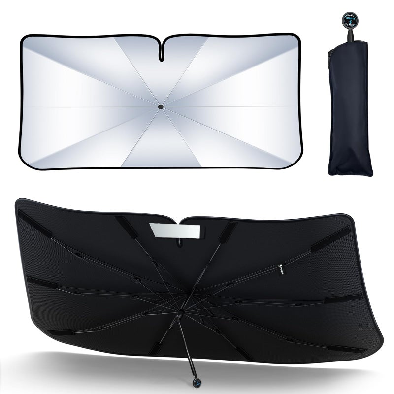 2025 Upgrade FLORICH Windshield Sunshade Umbrella Foldable Car Windshield Sun Shade Cover NanoIceCrystal Coatings Protect Interior from from UV Keep Car Cooler Medium57 L x 32 W