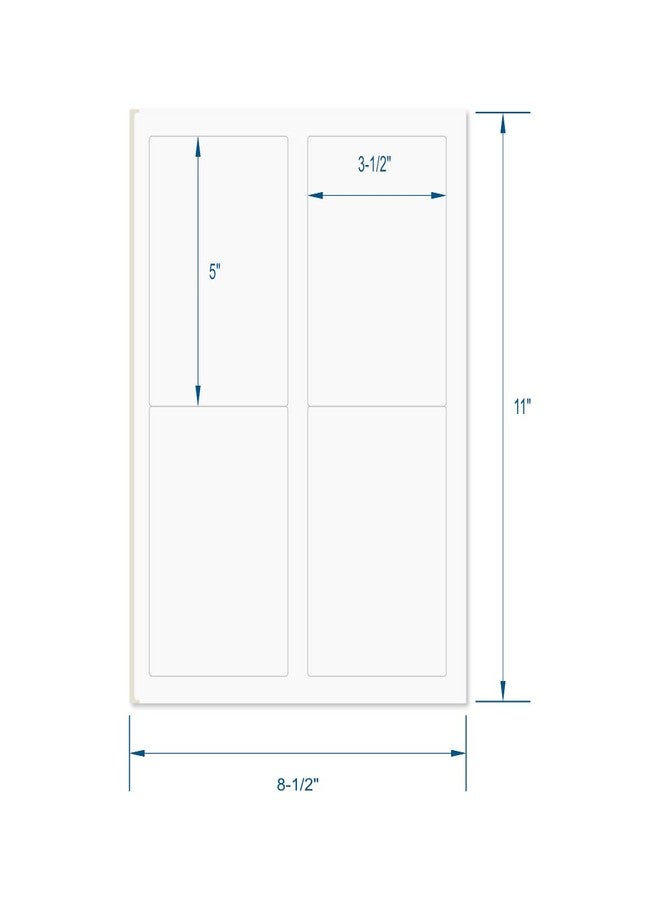 PACKZON 3-1/2" x 5", 4 Labels per Sheet, Laser/Inkjet Printers, Permanent Adhesive, White Matte (100 Labels/25 Sheets) - Image 3