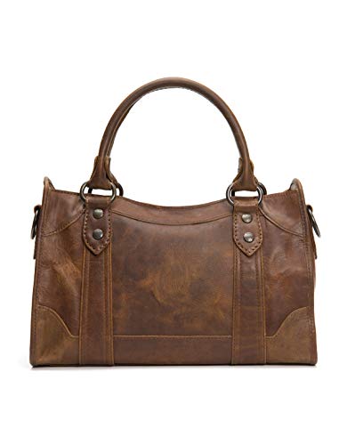 Frye Melissa Zip Satchel Leather Handbag with Adjustable Shoulder Strap & Top Handle, Dark Brown - Image 5