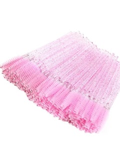 ORiTi 50 Pcs Disposable Mascara Brushes Crystal Eyelash Wands Mascara Applicator Spooly for Eyelashes (Crystal-Pink)