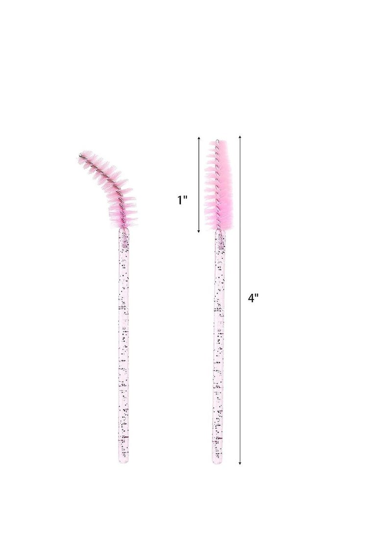 ORiTi - ORiTi 50 Pcs Disposable Mascara Brushes Crystal Eyelash Wands Mascara Applicator Spooly for Eyelashes (Crystal-Pink) - Image 1