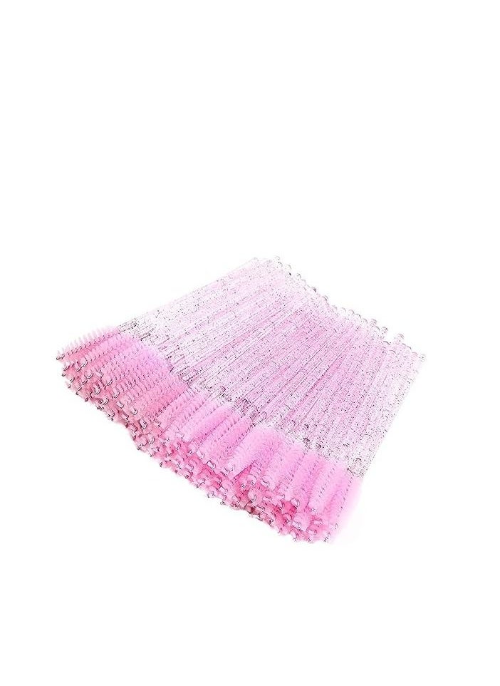 ORiTi - ORiTi 50 Pcs Disposable Mascara Brushes Crystal Eyelash Wands Mascara Applicator Spooly for Eyelashes (Crystal-Pink) - Image 1