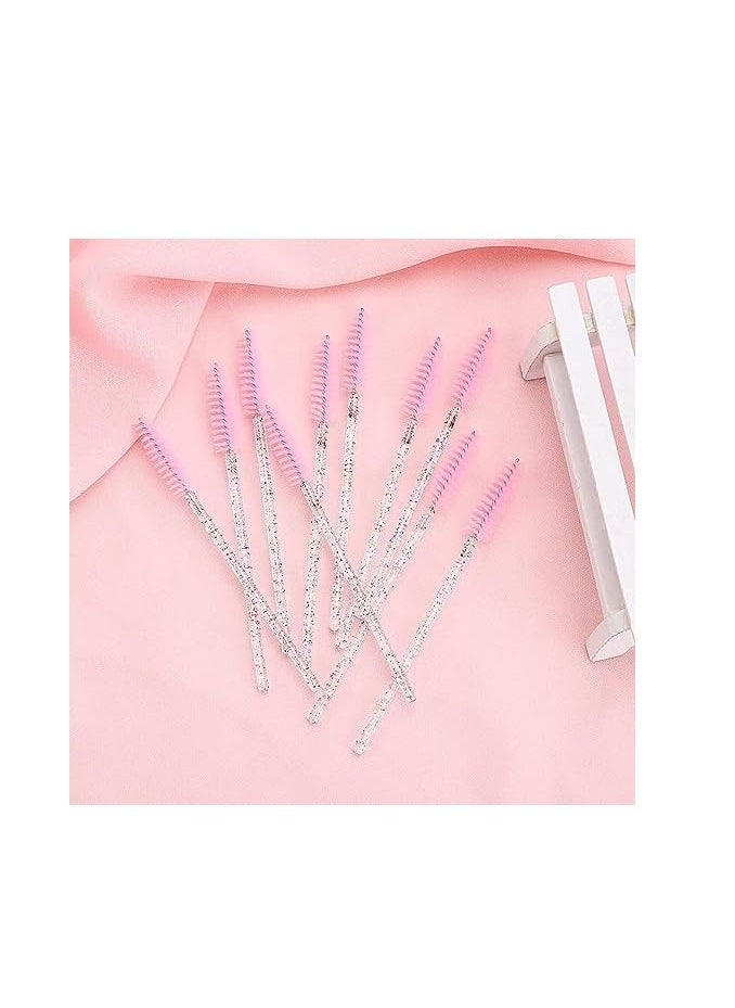 ORiTi - ORiTi 50 Pcs Disposable Mascara Brushes Crystal Eyelash Wands Mascara Applicator Spooly for Eyelashes (Crystal-Pink) - Image 1