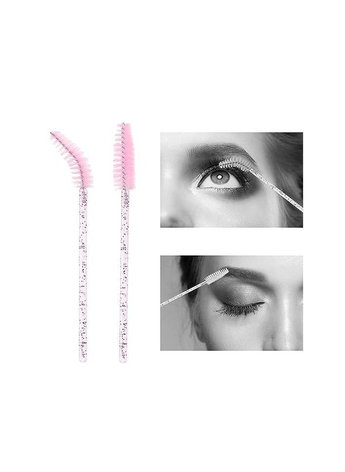 ORiTi - ORiTi 50 Pcs Disposable Mascara Brushes Crystal Eyelash Wands Mascara Applicator Spooly for Eyelashes (Crystal-Pink) - Image 1