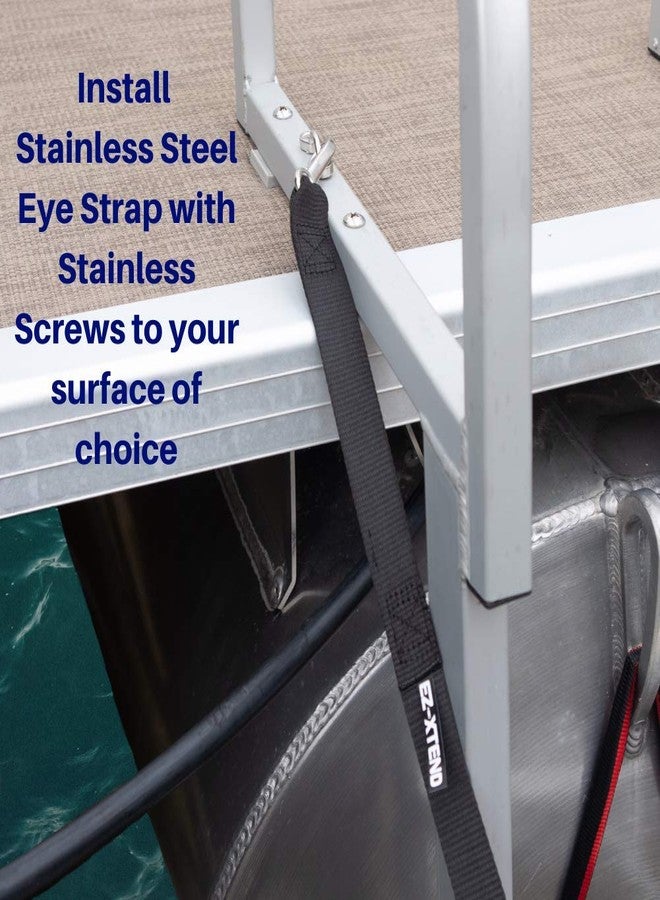 EZ-Xtend Pontoon Ladder Pull Up Strap Using Snap Hook System - Made with Heavy Duty 4500 LB Breaking Strength 1" Black Polyester Webbing, Stainless Steel Snap Hook, and Lifetime Thread - Image 3