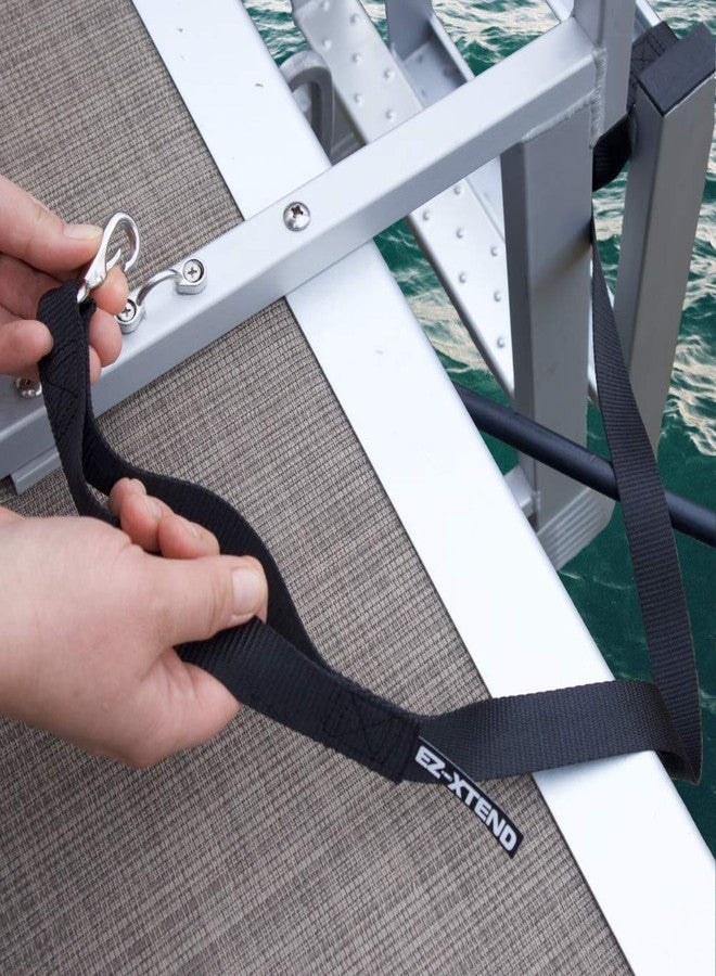 EZ-Xtend Pontoon Ladder Pull Up Strap Using Snap Hook System - Made with Heavy Duty 4500 LB Breaking Strength 1" Black Polyester Webbing, Stainless Steel Snap Hook, and Lifetime Thread - Image 5