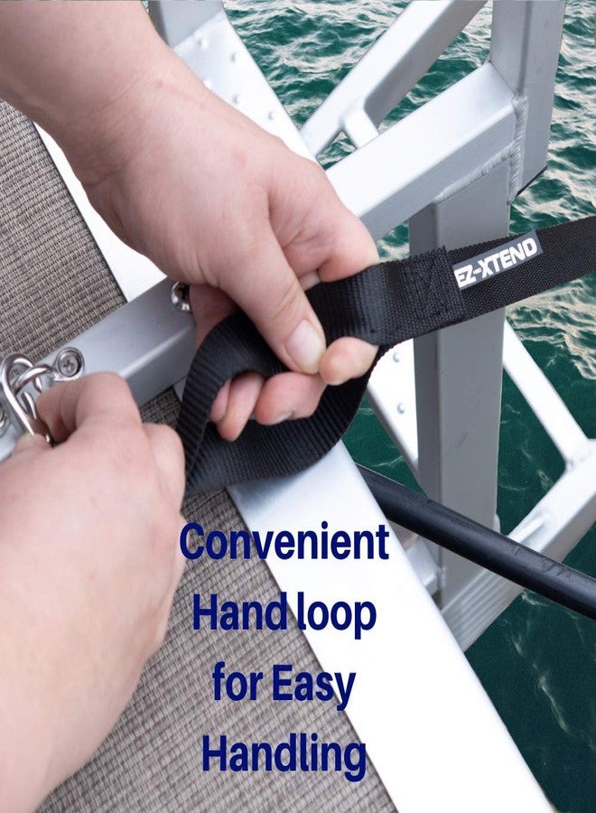 EZ-Xtend Pontoon Ladder Pull Up Strap Using Snap Hook System - Made with Heavy Duty 4500 LB Breaking Strength 1" Black Polyester Webbing, Stainless Steel Snap Hook, and Lifetime Thread - Image 4