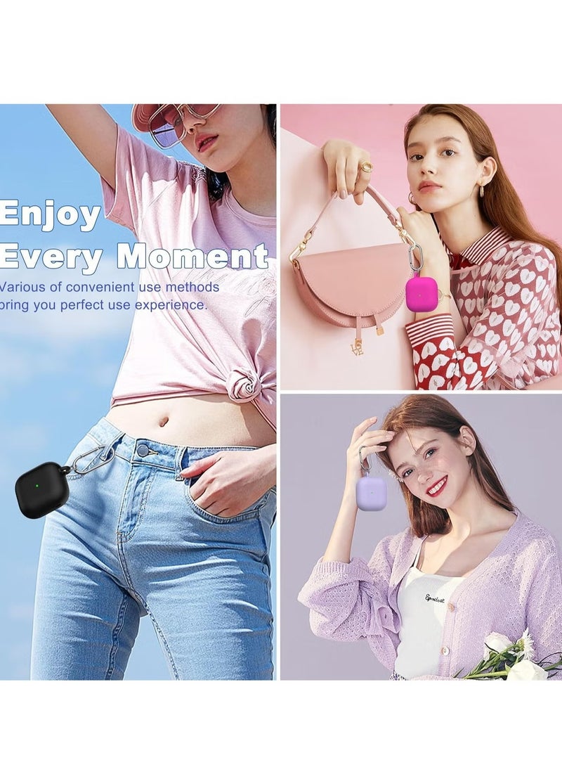 Compatible AirPods 4 Case Cover – Protective Silicone Skin with Keychain for Apple AirPods 4th Gen (2024), Front LED Visible, Black - Image 5