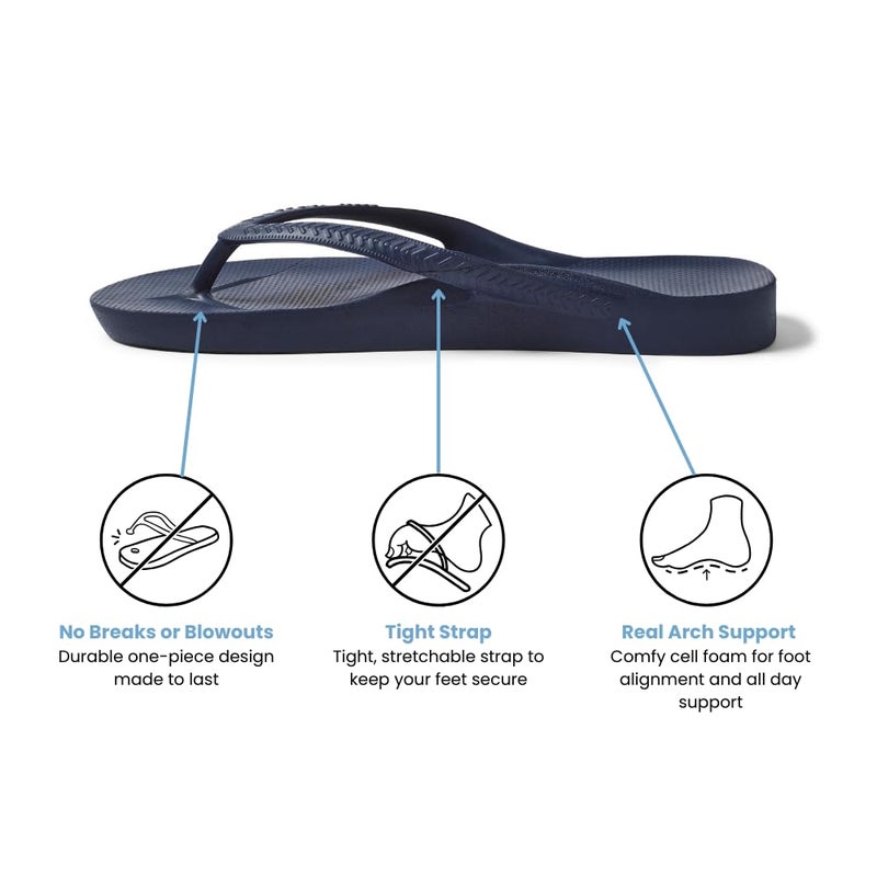 Archies Arch Support Flip Flops for Men & Women â€“ Orthotic Sandals for Plantar Fasciitis Relief â€“ Lightweight, Cushioning, Shock-Absorbing Sandals for Walking, Foot Pain & All-Day Comfort - Navy (US Men's 8 / US Women's 9) - Image 4