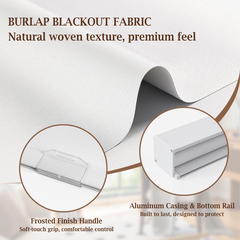 AOSKY Blackout Roller Shades Cordless Blinds for Windows, Free-Stop Shades with Valance, Thermal Insulated Fabric, UV Protection, Blinds for Home and Office (20" W x 72" H, Linen White) - Image 4