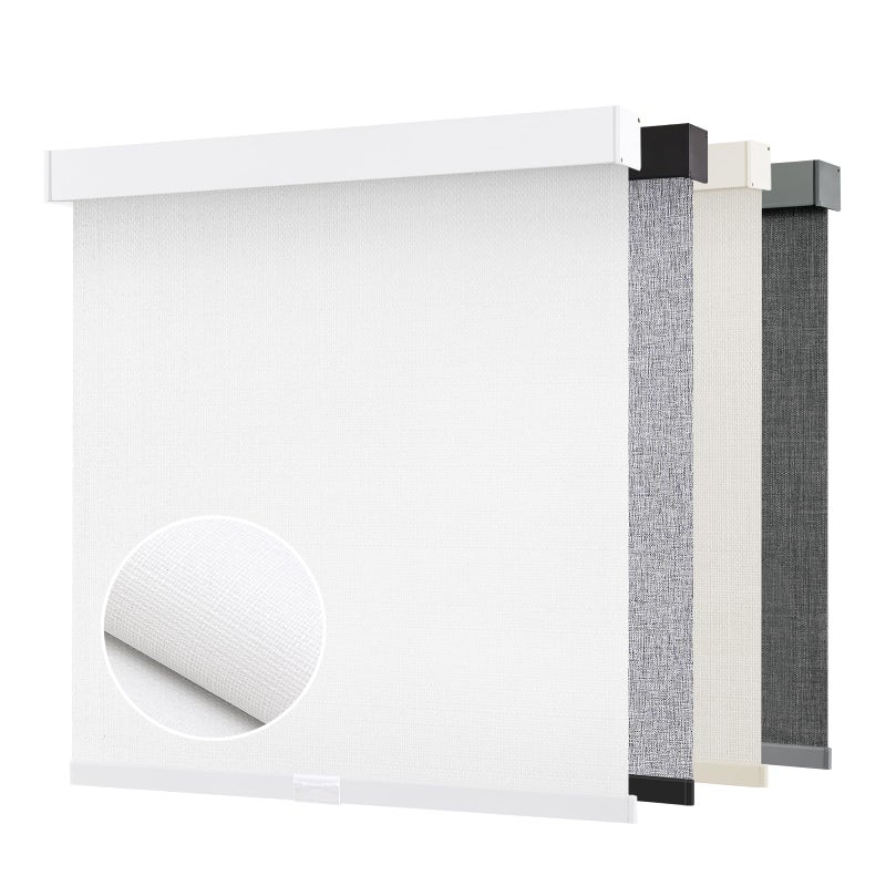 AOSKY Blackout Roller Shades Cordless Blinds for Windows, Free-Stop Shades with Valance, Thermal Insulated Fabric, UV Protection, Blinds for Home and Office (20" W x 72" H, Linen White) - Image 1