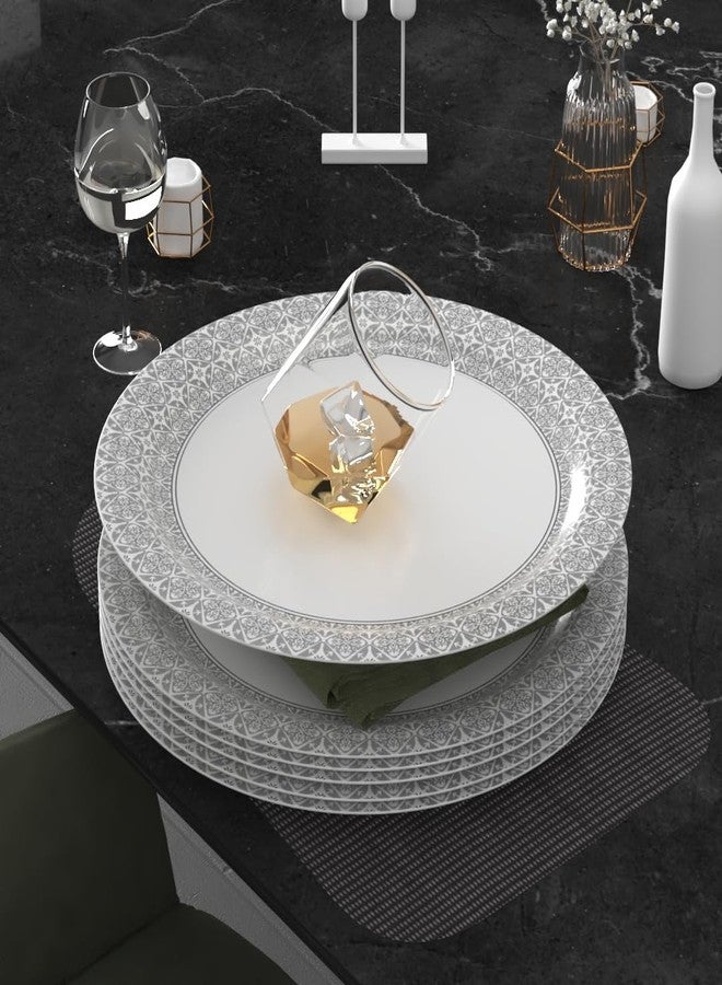 Castleite Piccolo Melamine Plates Set of 6 - Break Resistant, Round Designer Plate for Eating or Serving in Home, Kitchen Use or Cafe, Stainless (Ivory Bloom, Dinner Plate 6 Pcs) - Image 1
