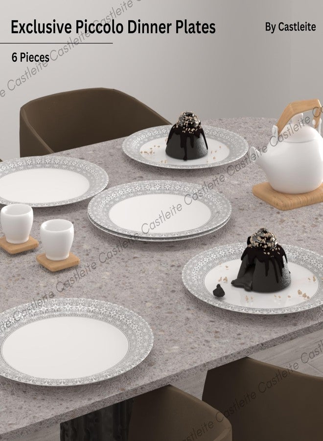 Castleite Piccolo Melamine Plates Set of 6 - Break Resistant, Round Designer Plate for Eating or Serving in Home, Kitchen Use or Cafe, Stainless (Ivory Bloom, Dinner Plate 6 Pcs) - Image 5