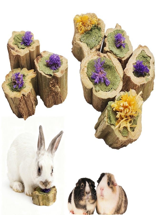 MUYG Natural Rabbit Chew Toys,Papaya Wood Sticks Organic Rabbit Treats with Timothy Hay Cakes and Dried Flower Rabbit Enrichment Toys for Guinea Pig Teeth Grinding (3.52 OZ / 100g) - Image 1