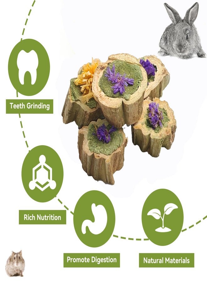 MUYG Natural Rabbit Chew Toys,Papaya Wood Sticks Organic Rabbit Treats with Timothy Hay Cakes and Dried Flower Rabbit Enrichment Toys for Guinea Pig Teeth Grinding (3.52 OZ / 100g) - Image 4