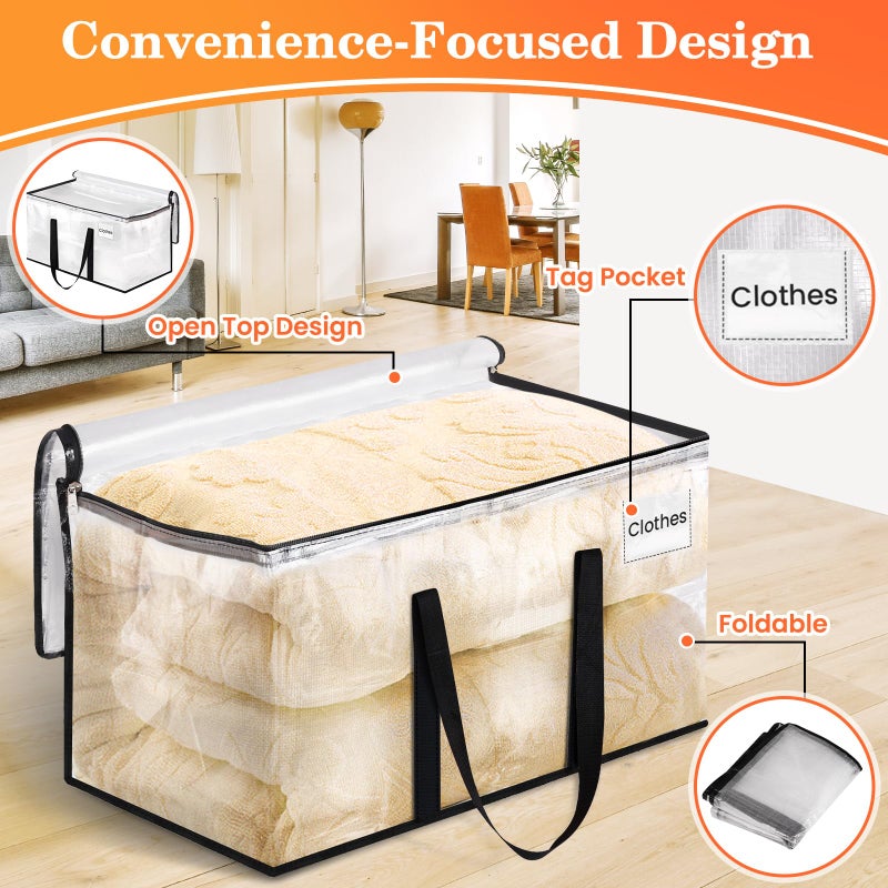 EpicTotes Extra Large Heavy Duty Moving Bags, Storage Bags with Strong Zippers & Handles, Packing Bags for Moving Essentials, Ideal Storage Tote for Home, Dorm & Storage Solutions, 93L, 8 Packs, Clear - Image 4