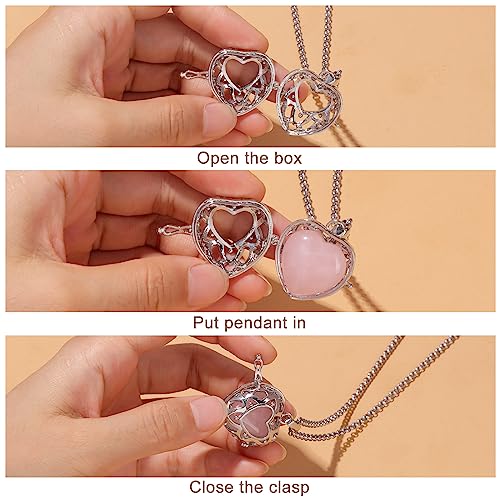 Raicegs Heart Shaped Crystals and Healing Stones 7 Chakra Crystal Necklace 0.8 inch Heart Gemstones Natural Stones Necklaces for Women Spiritual Gift for Women Teen Gir - Image 5