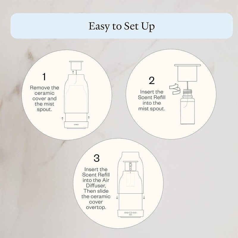 Vitruvi Air Waterless Diffuser for Home 1500 Sq Ft Coverage  Diffusers for Home Oil Diffuser Housewarming Gift Ceramic Finish 5 Adjustable Scent Strengths  White - Image 3