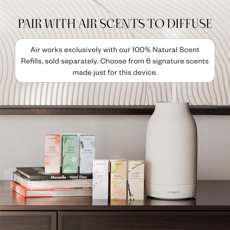 Vitruvi Air Waterless Diffuser for Home 1500 Sq Ft Coverage  Diffusers for Home Oil Diffuser Housewarming Gift Ceramic Finish 5 Adjustable Scent Strengths  White - Image 2