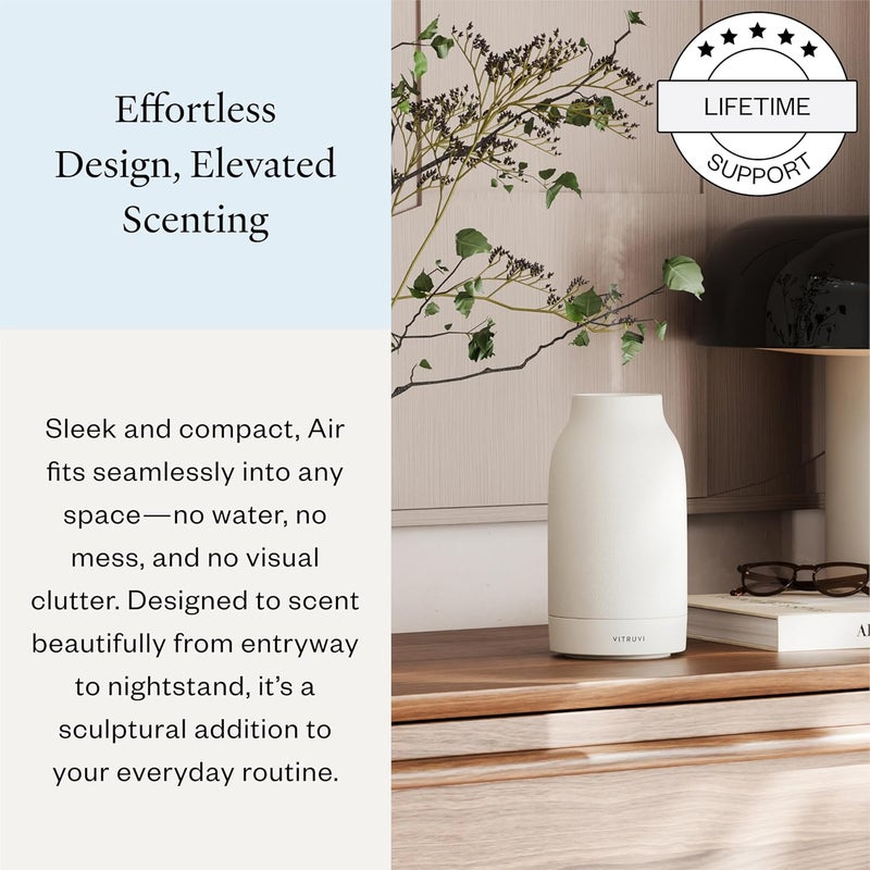 Vitruvi Air Waterless Diffuser for Home 1500 Sq Ft Coverage  Diffusers for Home Oil Diffuser Housewarming Gift Ceramic Finish 5 Adjustable Scent Strengths  White - Image 4