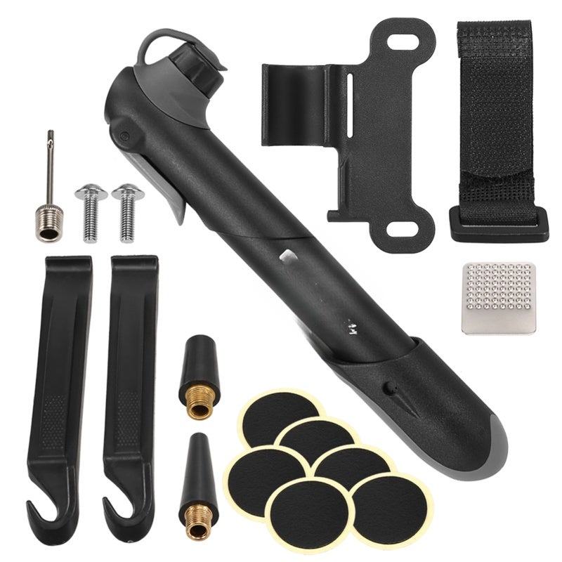 Giyo Mini Bike Pump: 120 PSI High Pressure, Sturdy Plastic And Metal Construction - Valve Compatible With Presta And Schrader, Complete Repair Kit For Road Cycling Emergency - Image 1