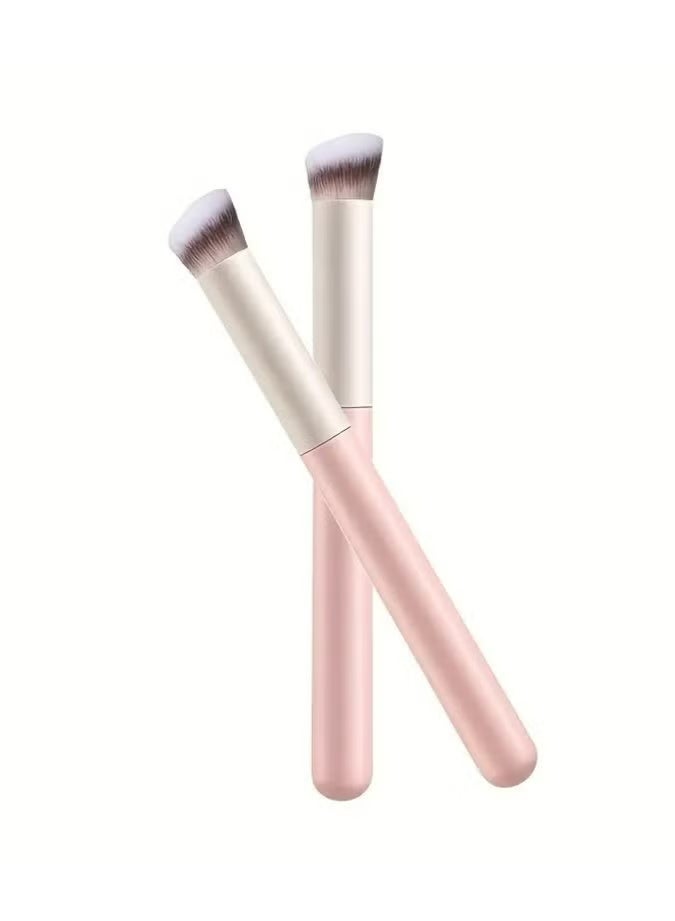 Gecomo 1Pc Pink Concealer Brush Uner eye Mini Angled Flat Top Nose Contour Brush For Concealing Blending Setting Buffing with Powder Liquid Cream Cosmetic Pro Small Makeup Foundation Brushes - Image 1