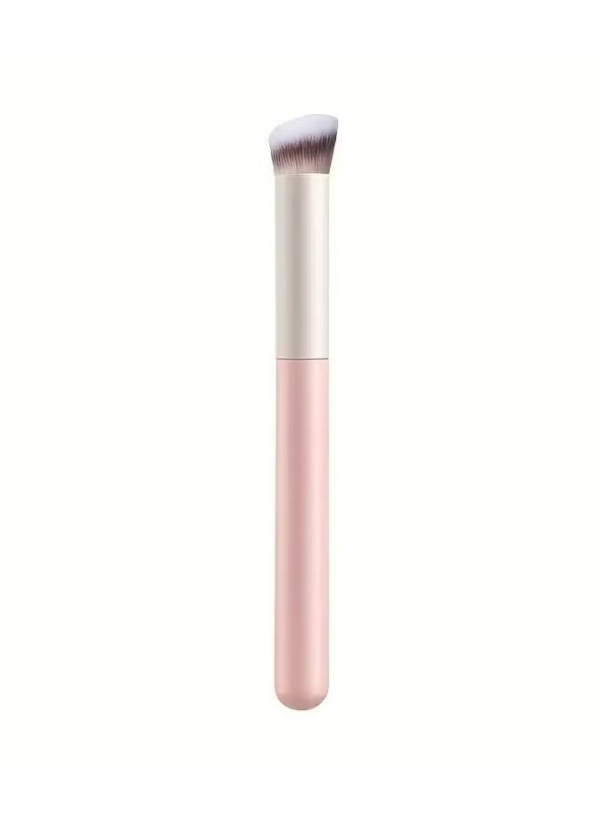 Gecomo 1Pc Pink Concealer Brush Uner eye Mini Angled Flat Top Nose Contour Brush For Concealing Blending Setting Buffing with Powder Liquid Cream Cosmetic Pro Small Makeup Foundation Brushes - Image 2