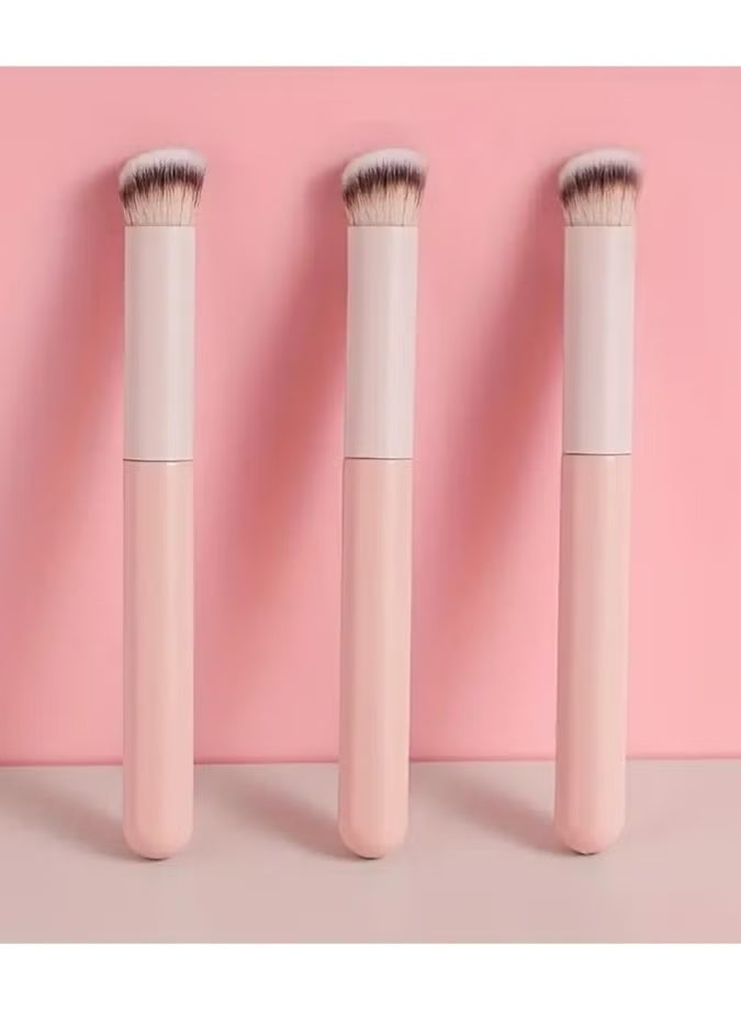 Gecomo 1Pc Pink Concealer Brush Uner eye Mini Angled Flat Top Nose Contour Brush For Concealing Blending Setting Buffing with Powder Liquid Cream Cosmetic Pro Small Makeup Foundation Brushes - Image 3