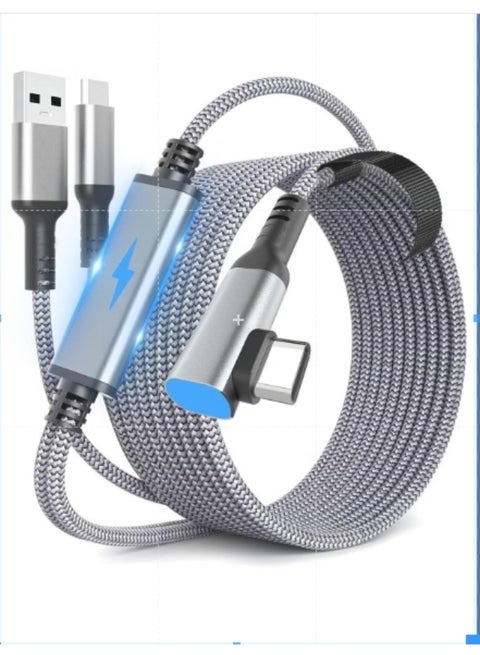 Anmi Link Cable 16 FT for Meta Oculus Quest 3, Quest 2/Pro Accessories, 3 in-1 Charging While Playing All Day, with USB C Sufficient Power for VR Headset