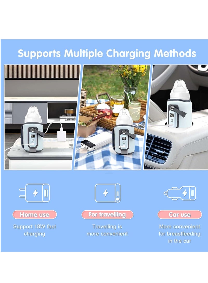general Portable Bottle Warmer, Baby Milk Warmer for All Bottles, Rapid Heating Accurate Temperature Control with LED Display, USB Warmer Bottle Suitable for Home and Outing (Blue) - Image 4