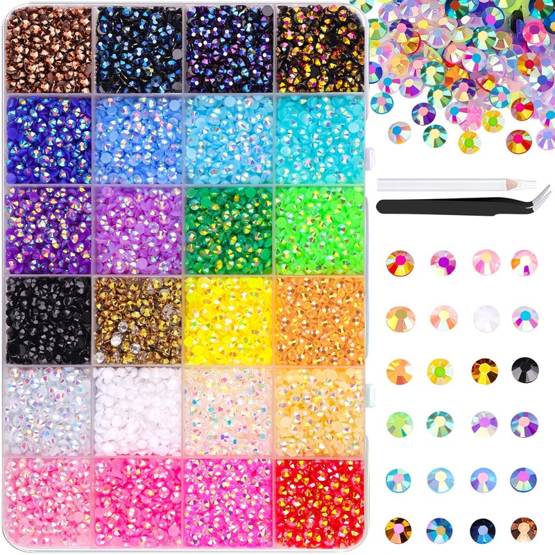 TINKRSTUFF 12600Pcs Resin Jelly Rhinestones with Tweezers for Crafting, Mixed-Color 4mm Non Hotfix Flatback Gems, Bedazzling Crystal for DIY Crafts Clothing Tumblers Mugs Shoes Fabric Decor Nail Art Makeup - Image 1