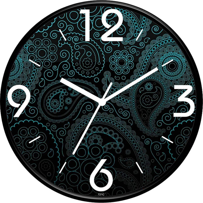 IIK COLLECTION Designer Analogue Round Plastic Wall Clock with Glass (Size 28 cm x 28 cm x 6 cm, Multicolour, IIK-721C-WC) - Image 1