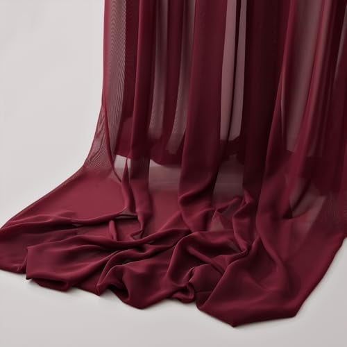 MaiMaiSuan 60" Wide Wine Red Chiffon Fabric by The Yard Soft Sheer Fabric for Wedding Arch Draping Fabric,Bridal Wedding Dress Sewing DIY,10 Yards - Image 3