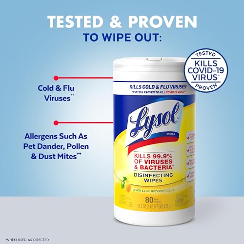 Lysol Disinfectant Wipes, Multi-Surface Antibacterial Cleaning Wipes, For Disinfecting and Cleaning, Lemon and Lime Blossom, Pack of 4 (Packaging may vary) - Image 4