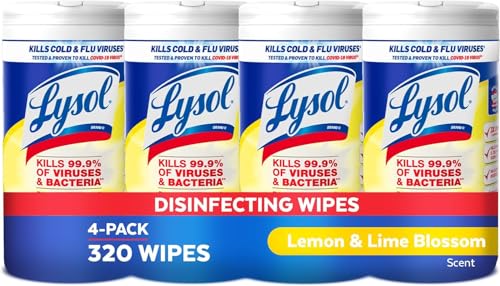 Lysol Disinfectant Wipes, Multi-Surface Antibacterial Cleaning Wipes, For Disinfecting and Cleaning, Lemon and Lime Blossom, Pack of 4 (Packaging may vary) - Image 2