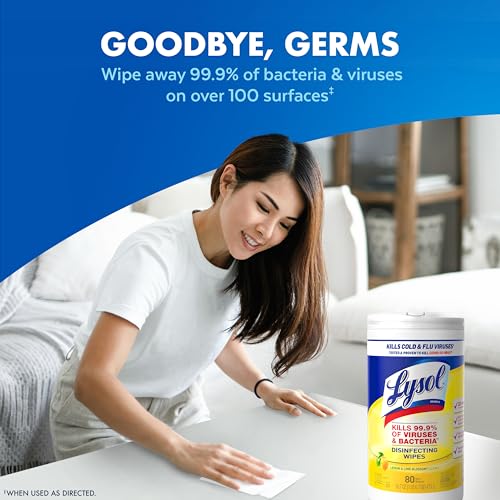 Lysol Disinfectant Wipes, Multi-Surface Antibacterial Cleaning Wipes, For Disinfecting and Cleaning, Lemon and Lime Blossom, Pack of 4 (Packaging may vary) - Image 3