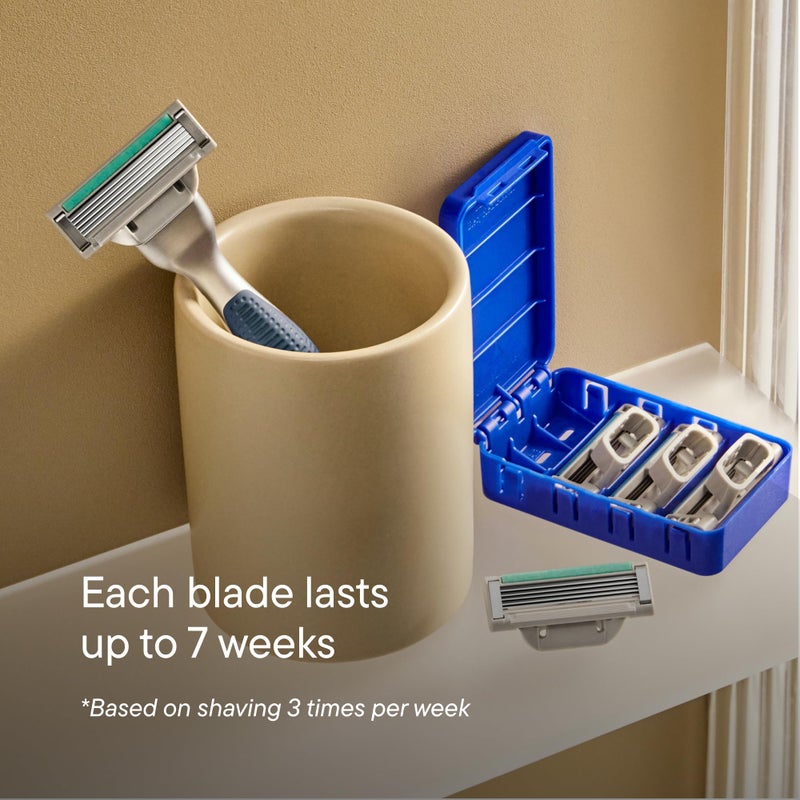 HARRY'S PLUS: Starter Shaving Kit for Men - Premium Handle, 5 Razor Blade Cartridges, 2 oz Foaming Shave Gel & Travel Cover, Advanced Pivoting System - Clay - Image 3