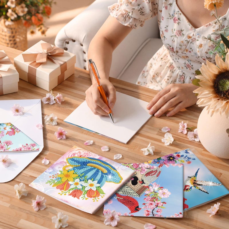 Saillong 12 Pack Spring Diamond Painting Greeting Card Kits Spring Diamond Art Cards with Envelopes Easter Gnome Tulips Flowers 5D Rhinestones Painting Kits for Adults DIY Crafts Family Friend Gifts - Image 2