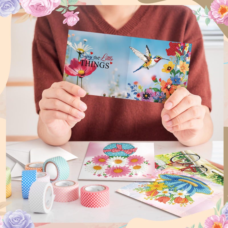 Saillong 12 Pack Spring Diamond Painting Greeting Card Kits Spring Diamond Art Cards with Envelopes Easter Gnome Tulips Flowers 5D Rhinestones Painting Kits for Adults DIY Crafts Family Friend Gifts - Image 3