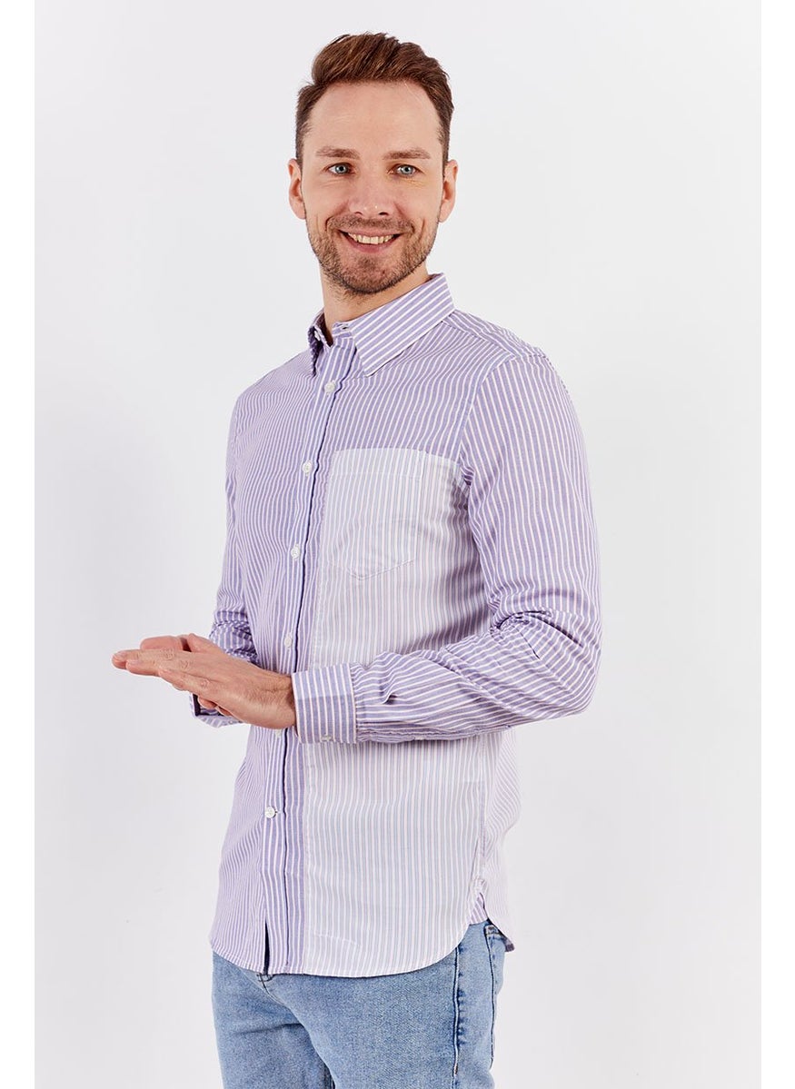 Men Regular Fit Stripe Long Sleeve Casual Shirt, Blue and Red - pzsku/Z20F1476D6FD1AAD5F2ABZ/45/_/1737900538/aa8e9ecc-2a48-4aff-88ac-ddd7c41ea664