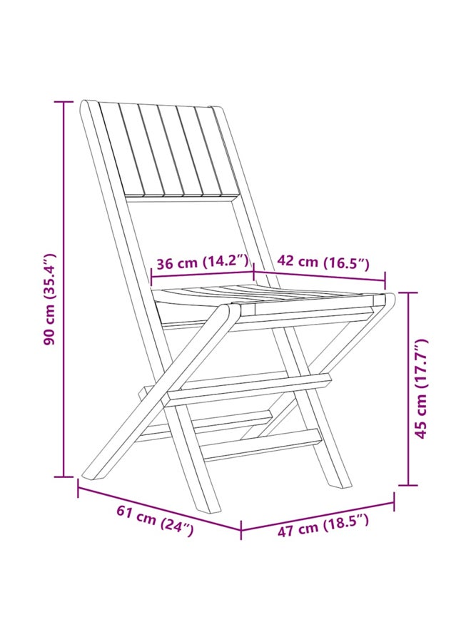 فيداكسل 4 كراسي قابلة للطي، 47×61×90 سم، خشب الساج الصلب 3155058 - Image 3